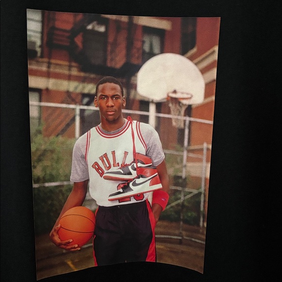 Black Graphic T-Shirt with Basketball Print - Picture 2 of 7